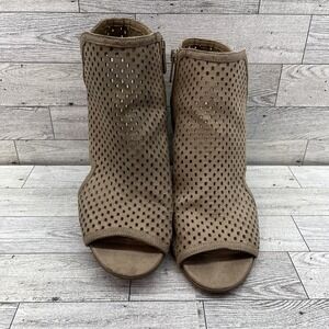 Circus Sam Edelman Emerson Brown Peep Toe Block Heel Perforated Shoes Women 8.5M